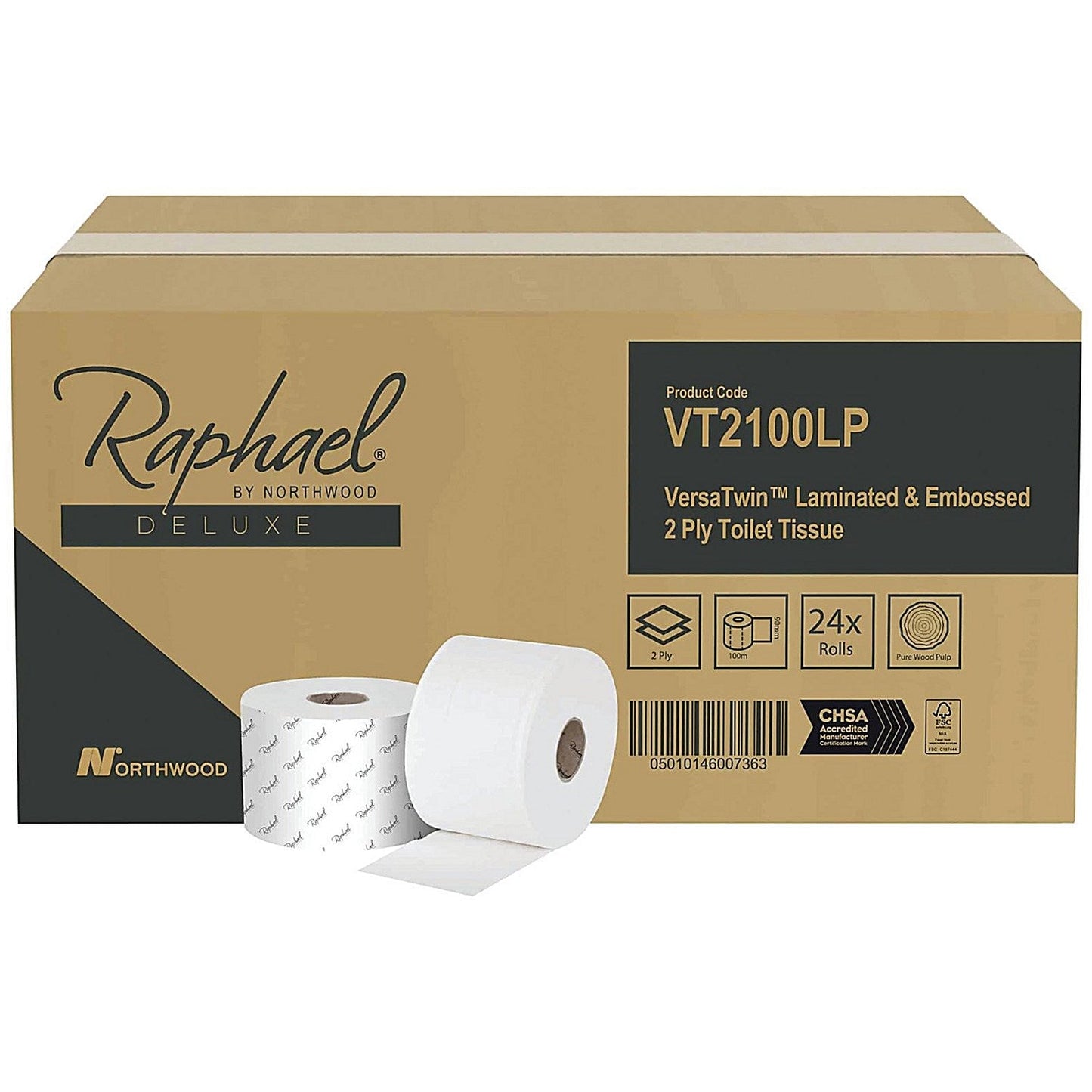 Raphael Versatwin Micro Jumbo Pulp Toilet Roll, 2-Ply, 100m, White, Pack of 24 Easy2Order : NH00416