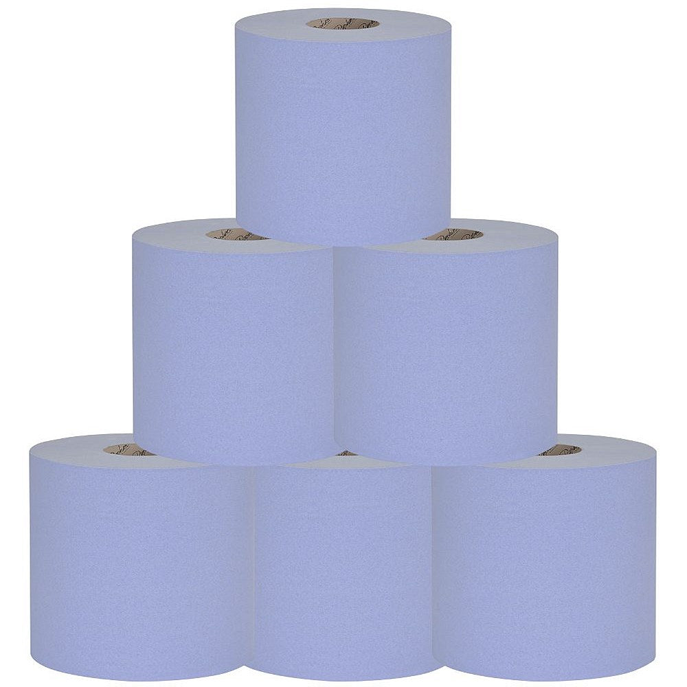 Raphael 1-Ply Hand Towel Roll, 250m, Blue, Pack of 6