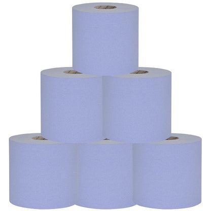 Raphael 1-Ply Hand Towel Roll, 250m, Blue, Pack of 6