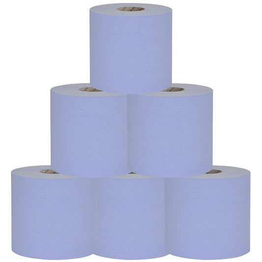 Raphael 1-Ply Hand Towel Roll, 250m, Blue, Pack of 6