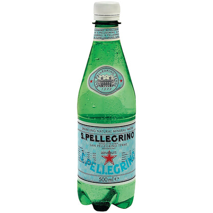 San Pellegrino Sparkling Water, Plastic Bottles, 500ml, Pack of 12