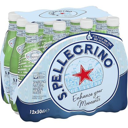 San Pellegrino Sparkling Water, Plastic Bottles, 500ml, Pack of 12