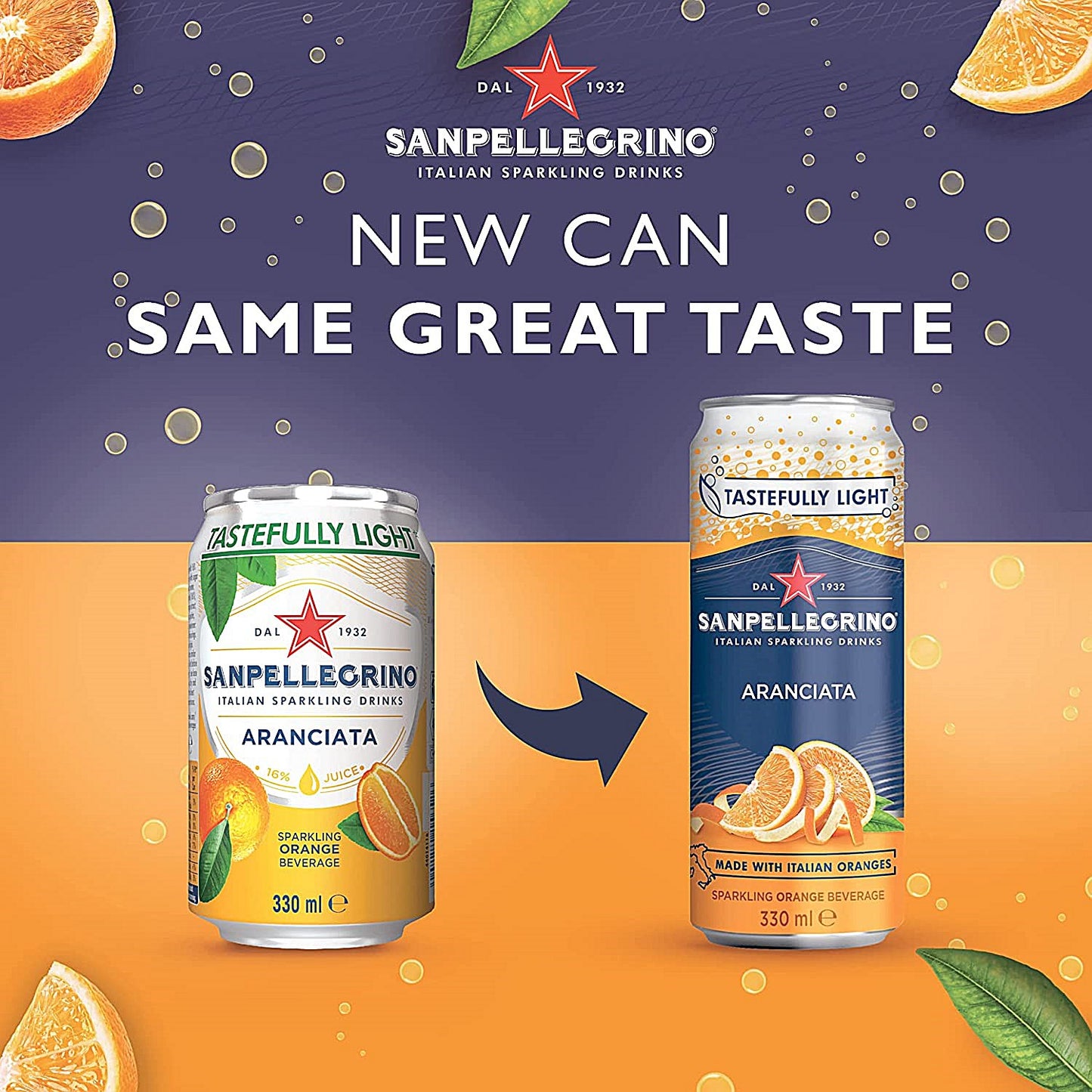 San Pellegrino, Aranciata Orange, 24x330ml Cans