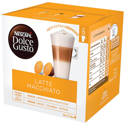 Nescafe Dolce Gusto Latte Macciato Capsules, 16 Capsules, Pack of 3