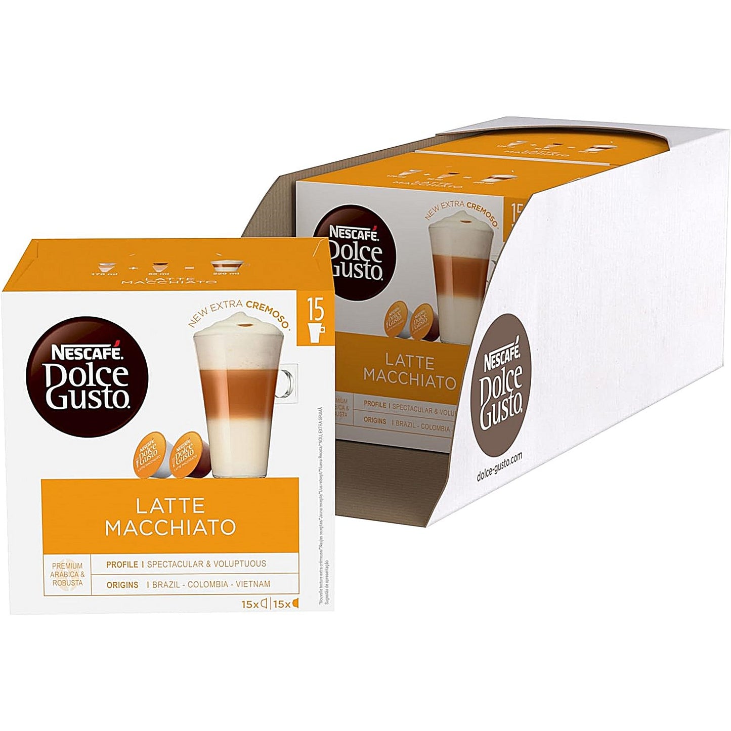 Nescafe Dolce Gusto Latte Macciato Capsules, 16 Capsules, Pack of 3