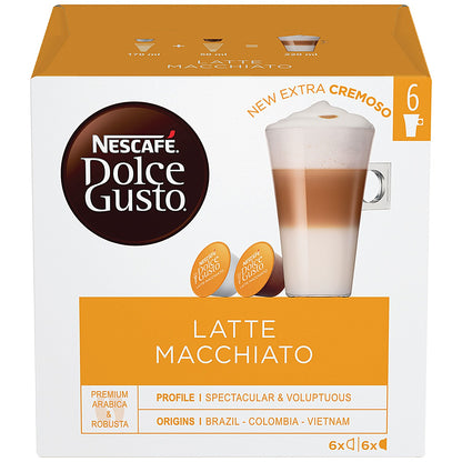 Nescafe Dolce Gusto Latte Macciato Capsules, 16 Capsules, Pack of 3