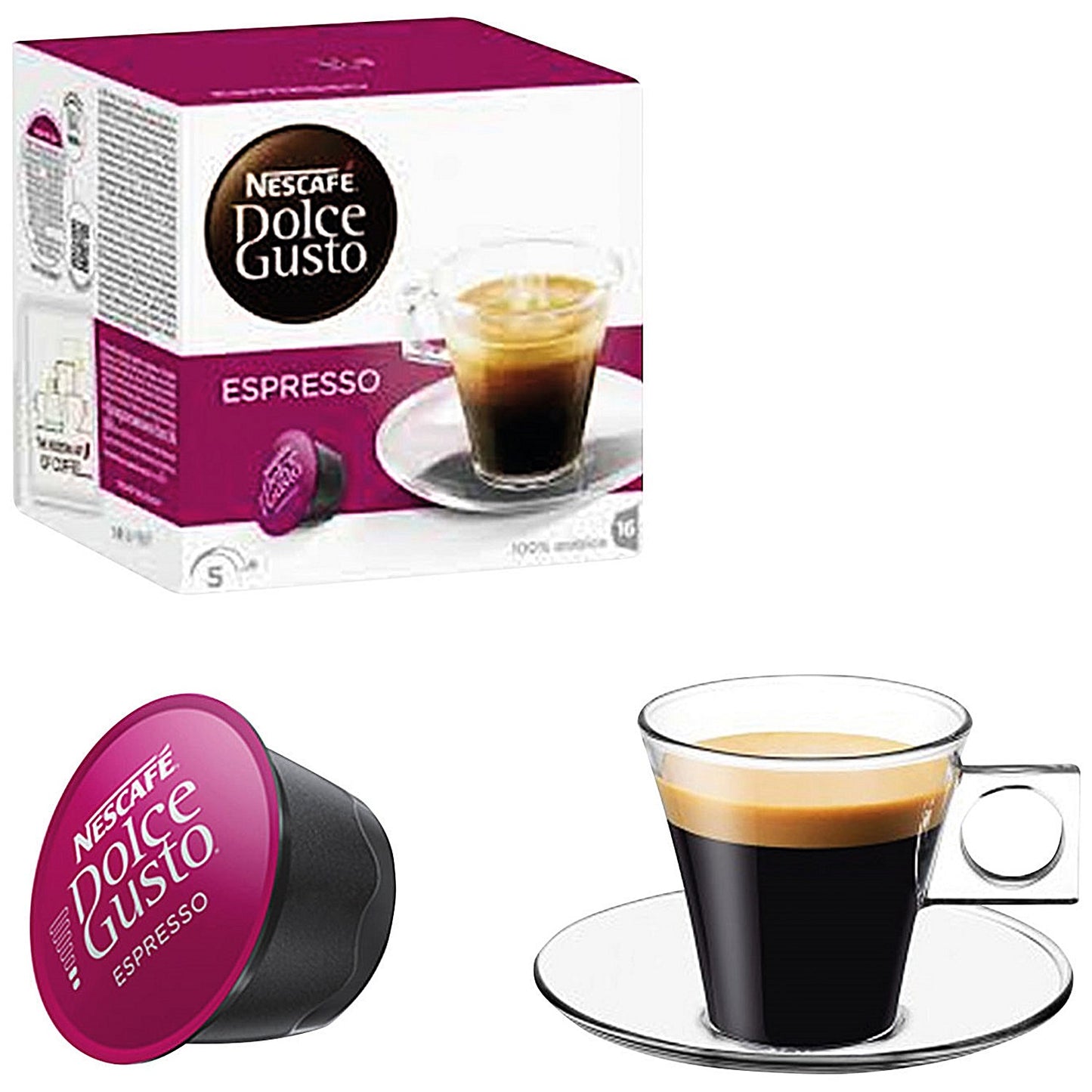Nescafe Dolce Gusto Espresso Capsules, 16 Capsules, Pack of 3