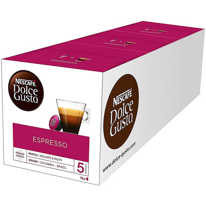 Nescafe Dolce Gusto Espresso Capsules, 16 Capsules, Pack of 3