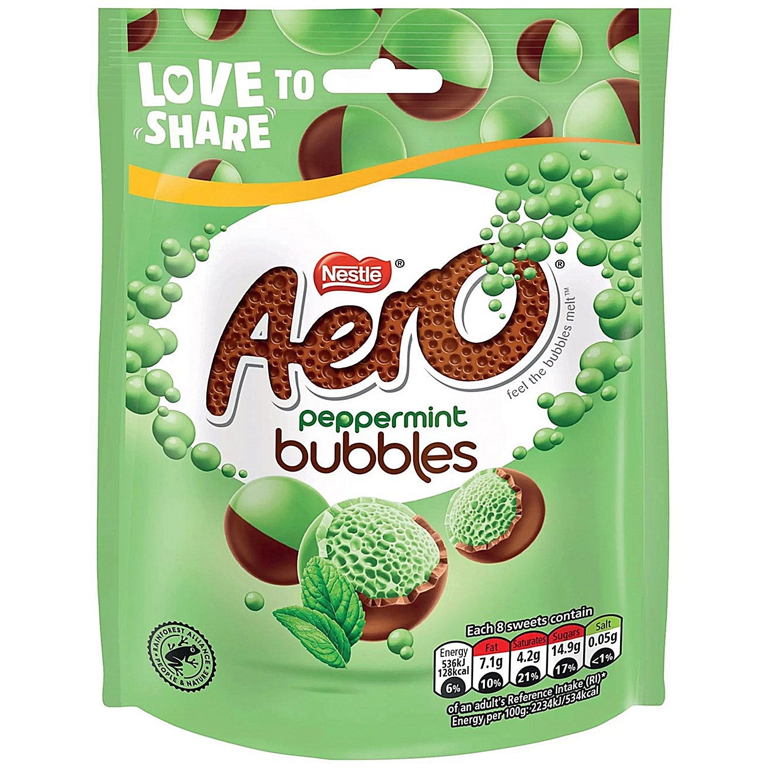 Nestle Aero Bubbles Peppermint Milk Chocolate Sharing Bag, 92g Easy2Order : NL23849