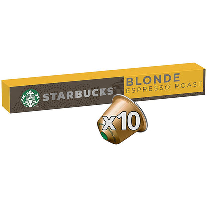 Starbucks Nespresso Blonde Espresso Roast Coffee Pods, Pack of 10