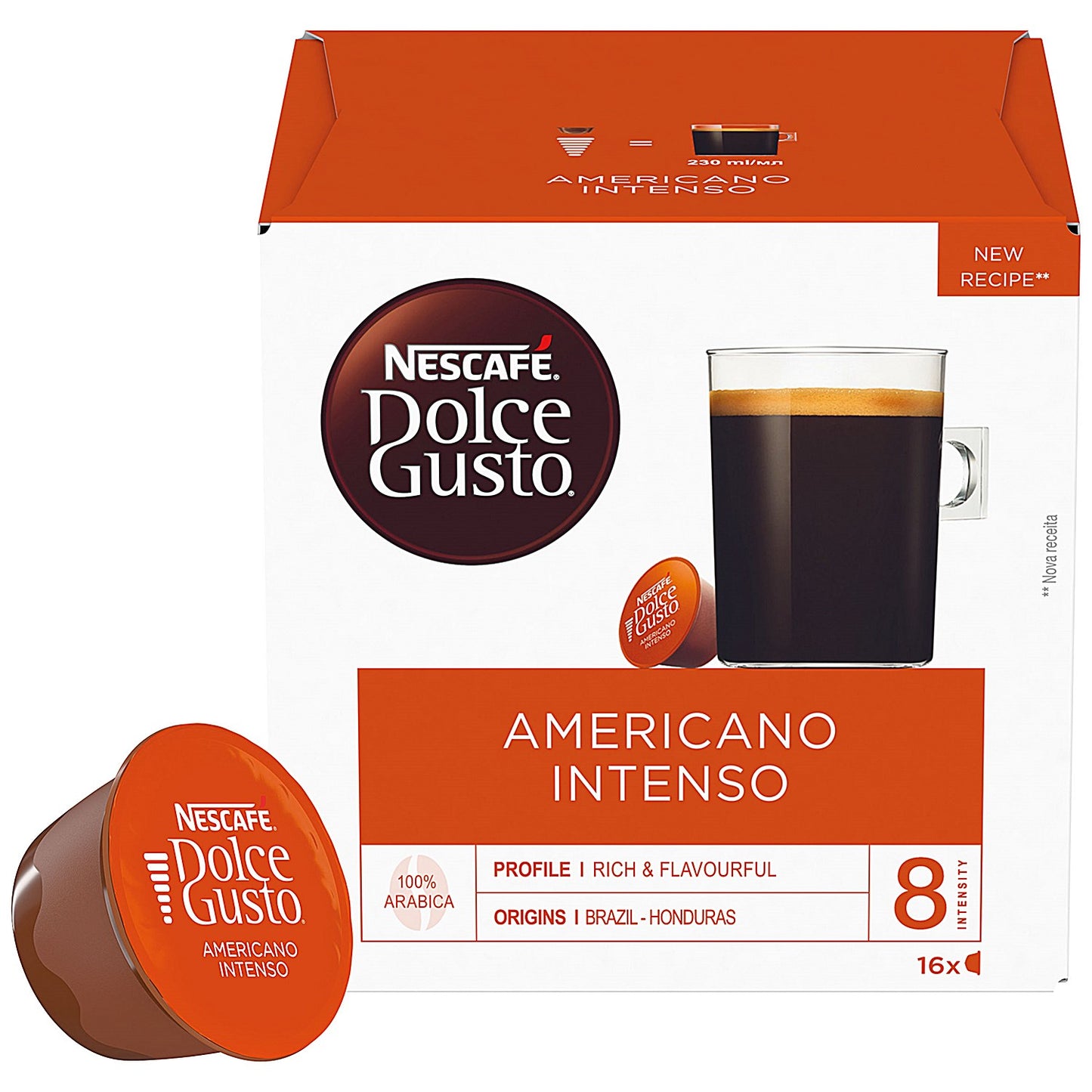 Nescafe Dolce Gusto Americano Intenso Coffee, 16 Capsules, Pack of 3