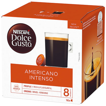 Nescafe Dolce Gusto Americano Intenso Coffee, 16 Capsules, Pack of 3