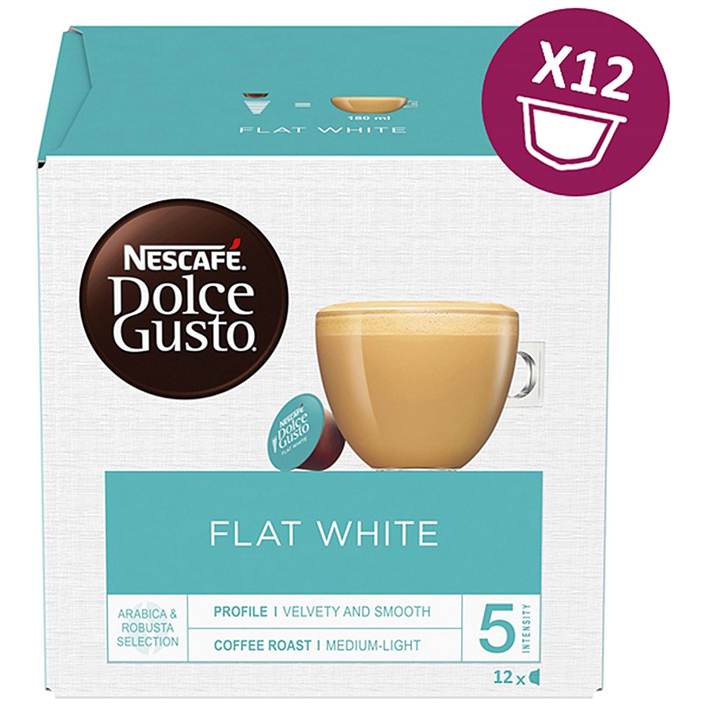 Nescafe Dolce Gusto Flat White Capsules, 12 Capsules, Pack of 3
