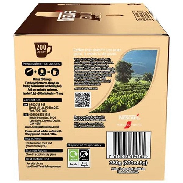 Nescafe Gold Blend Instant Coffee Sachets, Pack of 200