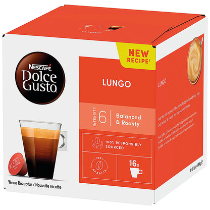 Nescafe Dolce Gusto Cafe Lungo Coffee Capsules, 16 Capsules, Pack of 3