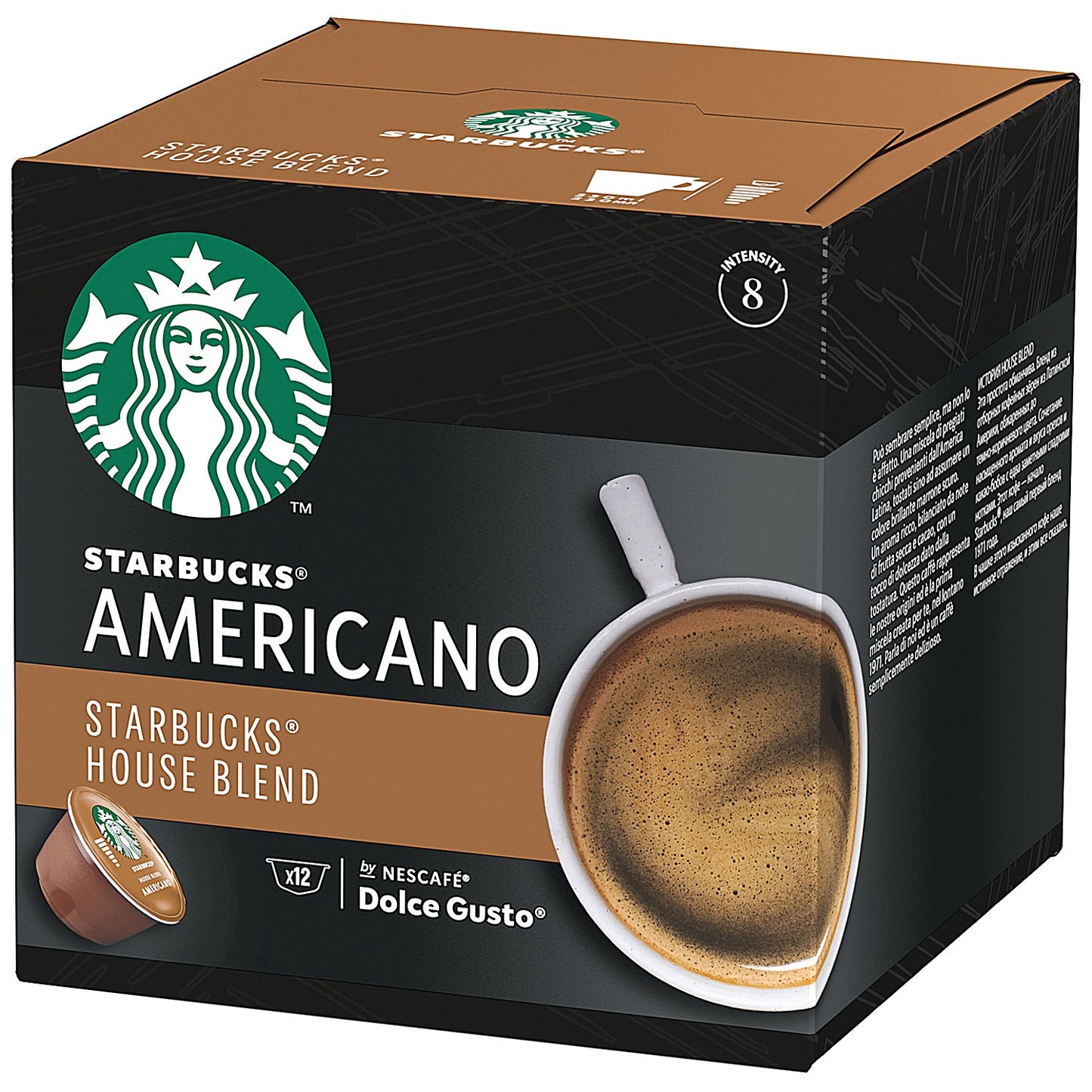 Starbucks House Blend Americano Dolce Gusto Capsules, 12 Capsules, Pack of 3