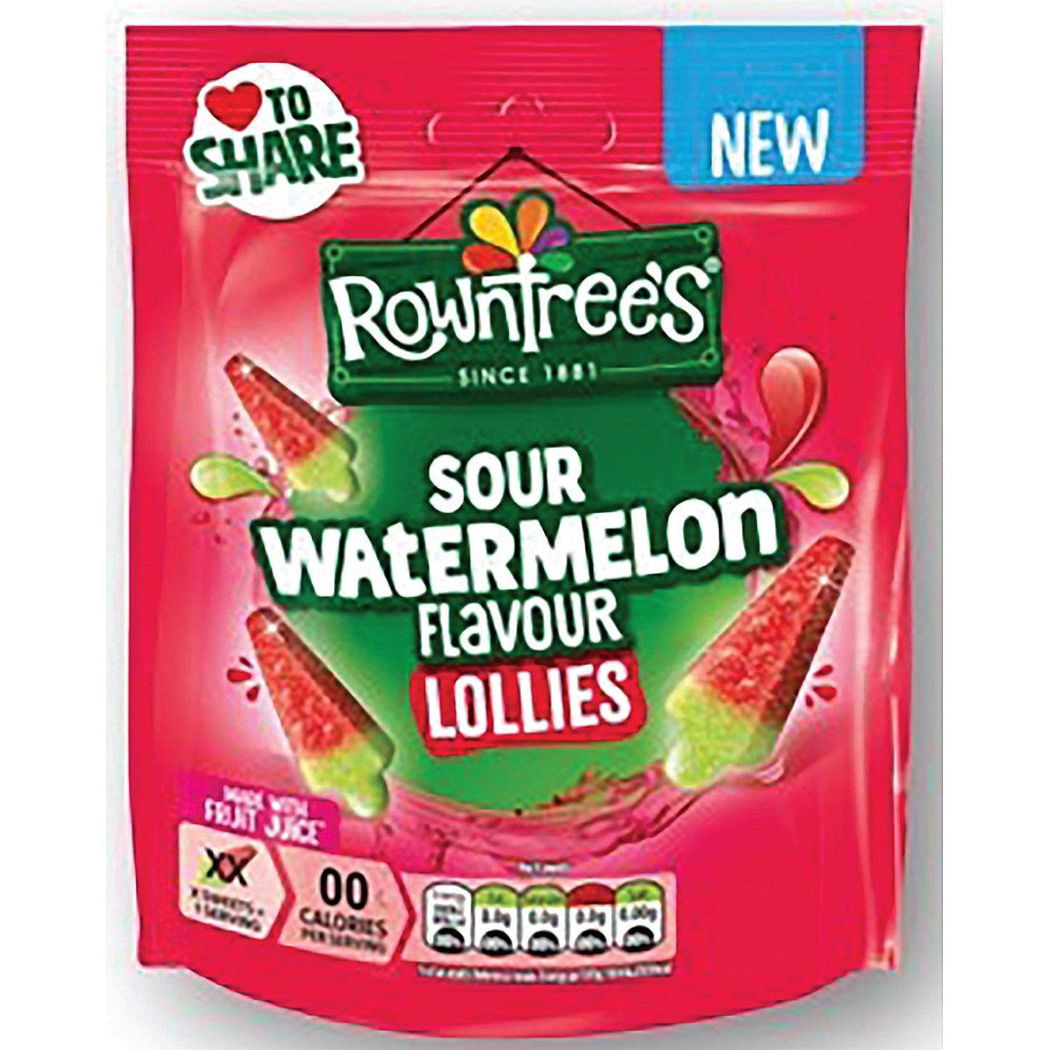 Rowntree Sour Lollies Watermelon Flavour Pouch 130g Easy2Order : NL94211