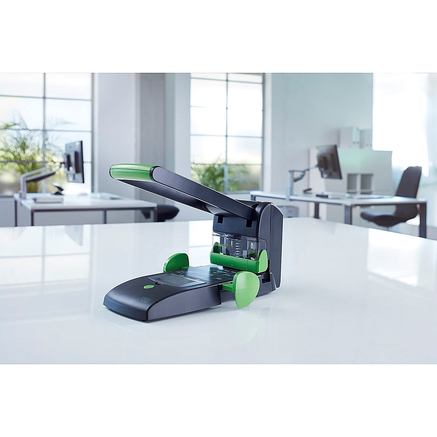 Novus B2200 Sustainable Re+New Heavy Duty Black/Green Hole Punch (200 Sheet Capacity)