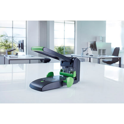Novus B2200 Sustainable Re+New Heavy Duty Black/Green Hole Punch (200 Sheet Capacity)