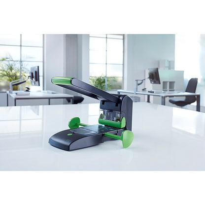 Novus B2200 Sustainable Re+New Heavy Duty Black/Green Hole Punch (200 Sheet Capacity)