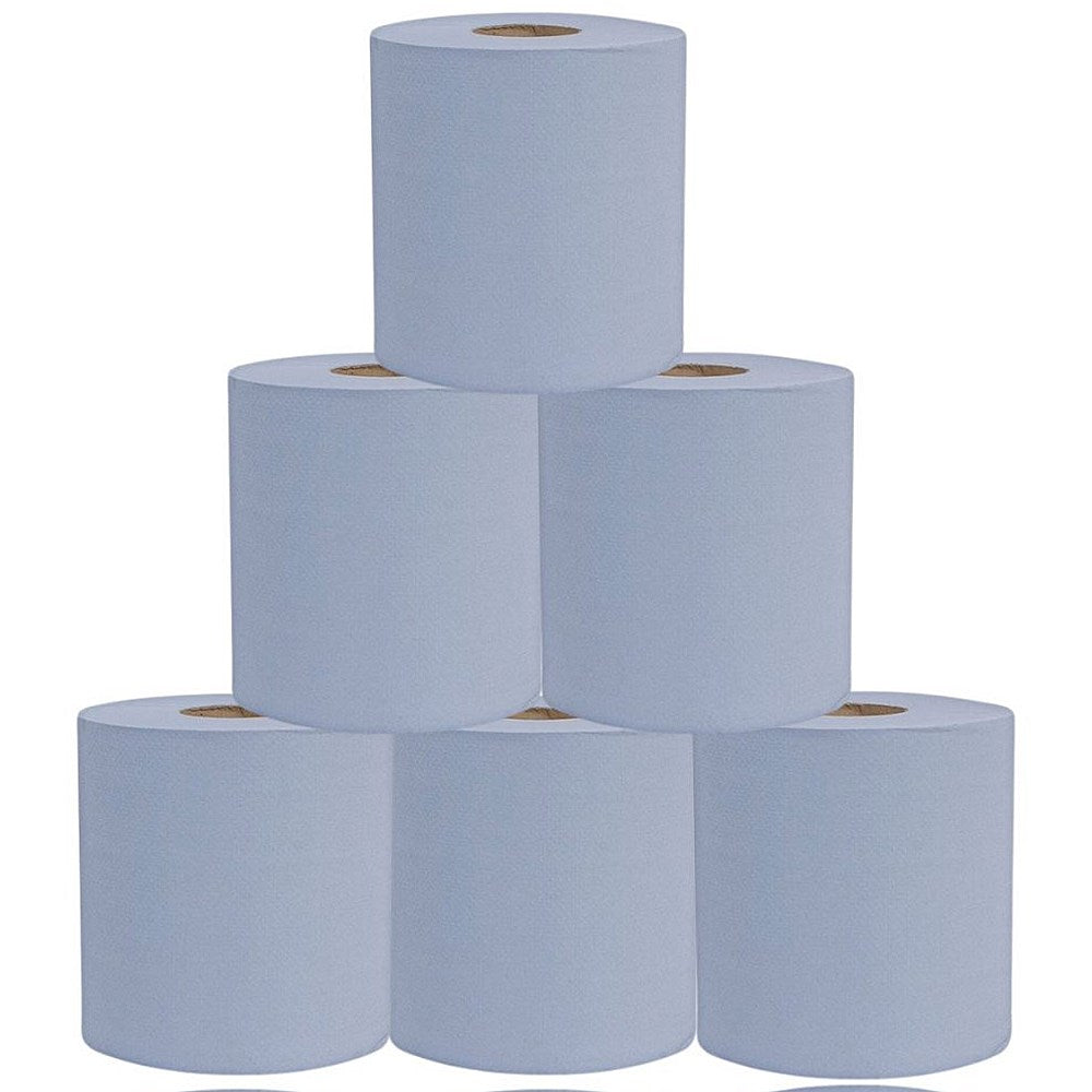 Esfina 2-Ply Embossed Centrefeed Roll, 150m, Blue, Pack of 6
