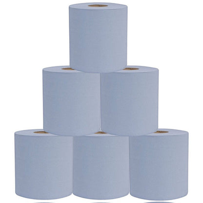 Esfina 2-Ply Embossed Centrefeed Roll, 150m, Blue, Pack of 6