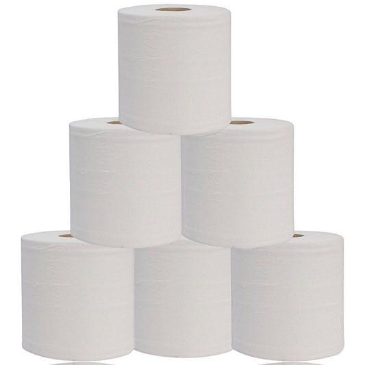 Esfina 2-Ply Embossed Centrefeed Roll, 150m, White, Pack of 6