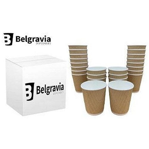 Belgravia Triple Walled Ripple Paper Cups, 250ml, Kraft, Pack of 25