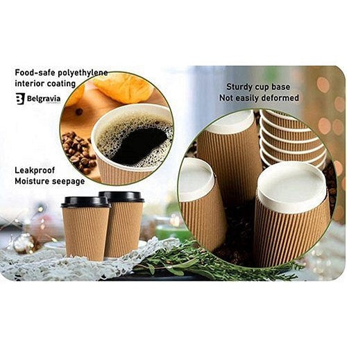 Belgravia Triple Walled Ripple Paper Cups, 250ml, Kraft, Pack of 25