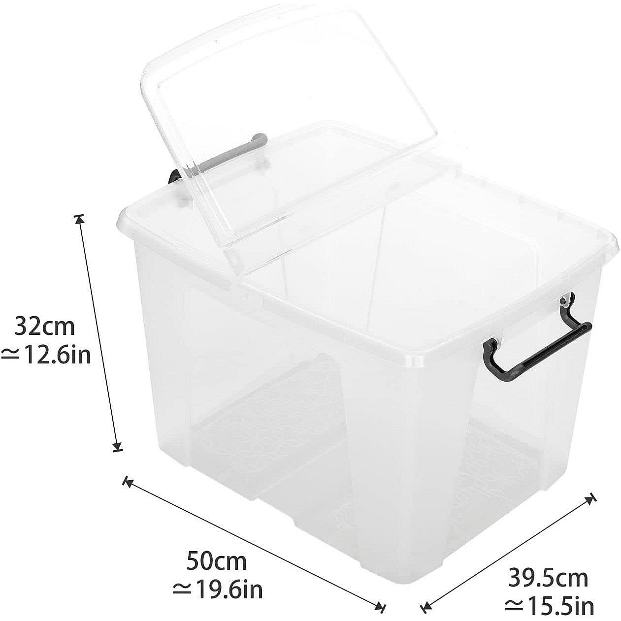 Strata Smart Box With Clip-On Folding Lid, 40 Litres, Clear