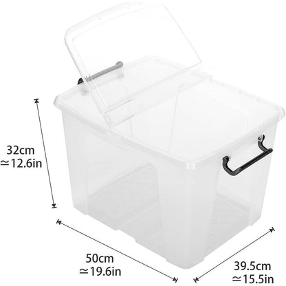 Strata Smart Box With Clip-On Folding Lid, 40 Litres, Clear
