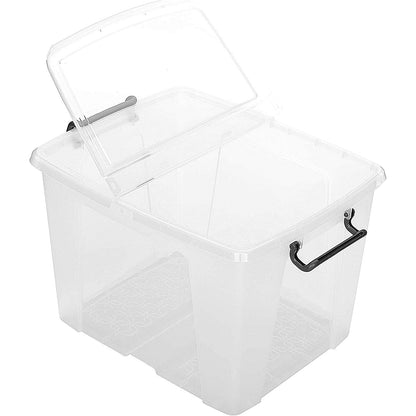 Strata Smart Box With Clip-On Folding Lid, 40 Litres, Clear