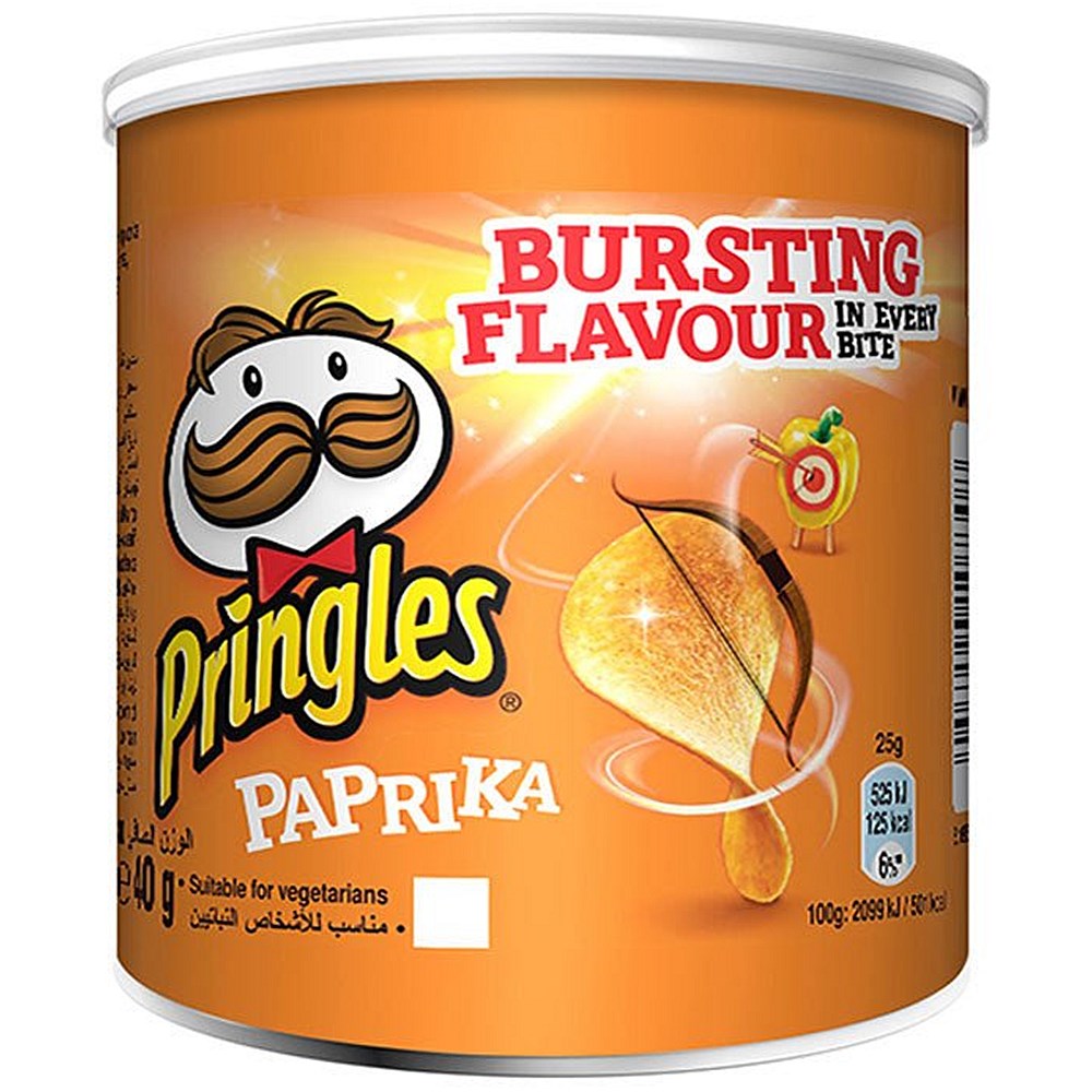 Pringles Paprika Crisps, 40g, Pack of 12