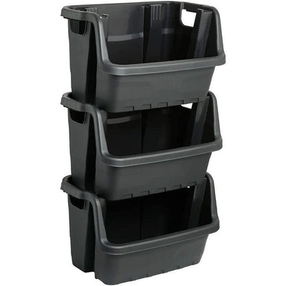 Strata Heavy Duty Stackable Crate, 35 Litres, Black Easy2Order : NWT2287