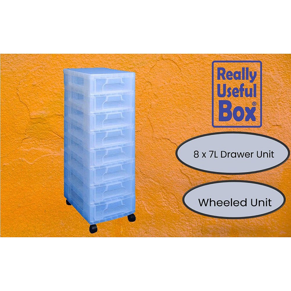 Really Useful Storage Tower, 8 x 7 Litre Drawers, Clear Easy2Order : NWT2608