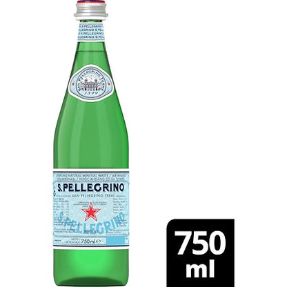 San Pellegrino Sparkling Water, Glass Bottles, 750ml, Pack of 12