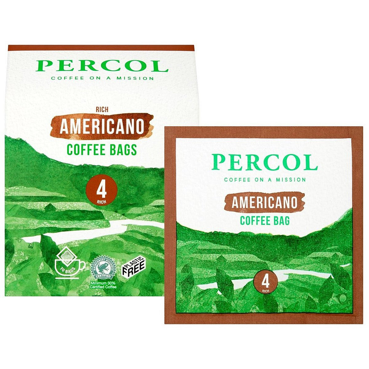 Percol Americano Coffee Bags, 8g, Pack of 10