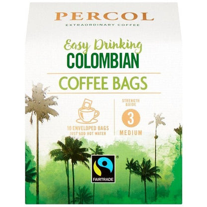 Percol Colombian Coffee Bags, 8g, Pack of 10