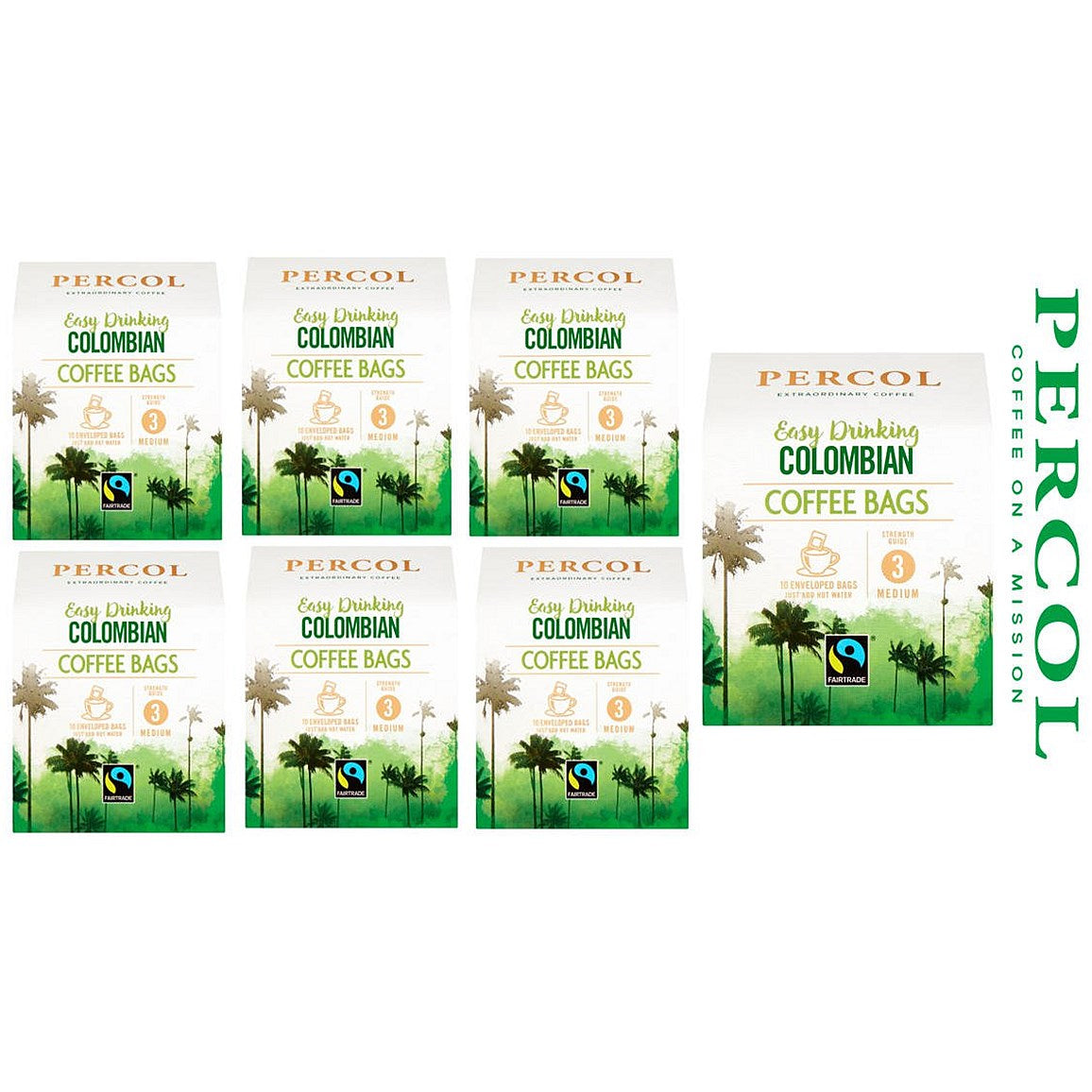 Percol Colombian Coffee Bags, 8g, Pack of 10