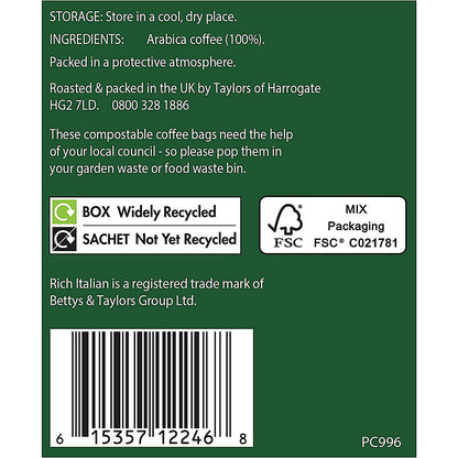 Taylors of Harrogate Rich Italian Coffee Bags, Pack of 10