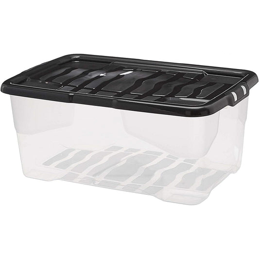 Strata Curve Clear Plastic U/Bed Storage Box, 42 Litres, Clear/Black Easy2Order : NWT5811