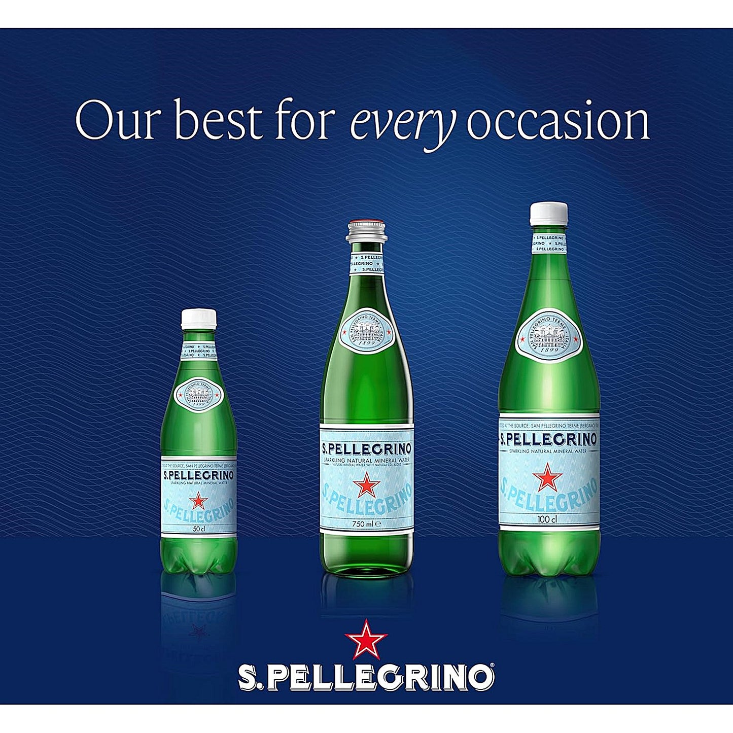 San Pellegrino Sparkling Water, Plastic Bottles, 1 Litre, Pack of 6