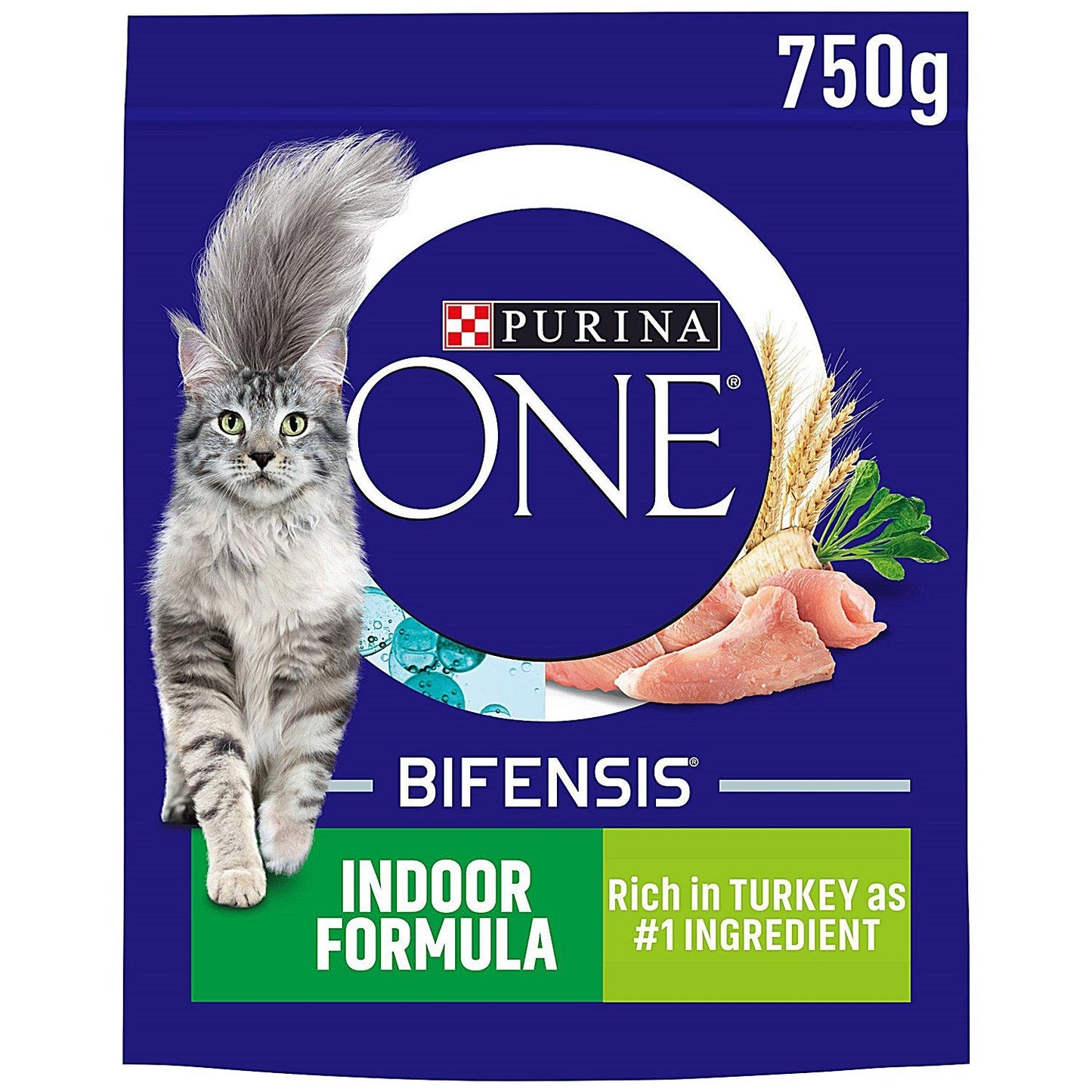 Purina One Indoor Dry Cat Food Turkey & Wholegrain, 750g
