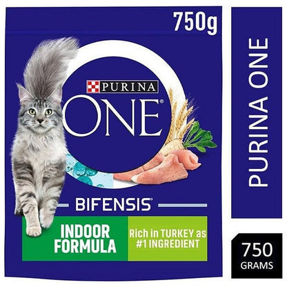 Purina One Indoor Dry Cat Food Turkey & Wholegrain, 750g