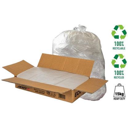 Janit-X Eco Heavy Duty Bin Liners, 110 Litre, Clear, Pack of 200