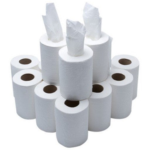 Janit-X Eco 2 Ply Recycled Mini Centrefeed Rolls, 60m, White, Pack of 12