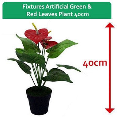 Fixtures Artificial Green & Red Leaves Plant, 40cm Easy2Order : NWT6606