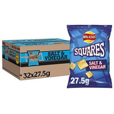 Walkers Squares Salt & Vinegar Crisps, 27.5g, Pack of 32 Easy2Order : NWT6730