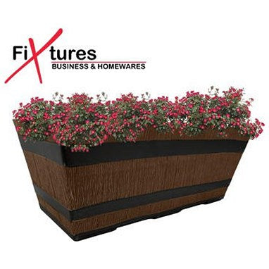 Fixtures Barrel Design Light Brown Trough, 50.8cm x 25.4cm x 19cm