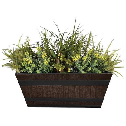 Fixtures Barrel Design Brown Trough, 50.8cm x 25.4cm x 19cm
